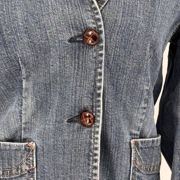 Vtg Gap Denim Blazer Women 6 Jacket Stretch Cowboy Y2K Chore Pocket Cottage Core - Picture 5 of 8